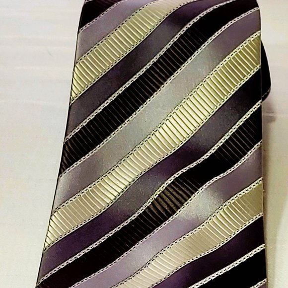 Carlo Monza, Italie,  All silk necktie,  made in china, stripped silver pattern - Picture 15 of 16